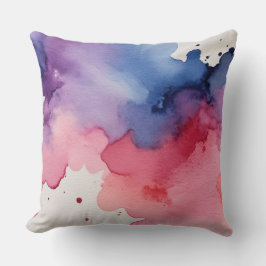 Almofada Abstrato cor-de-água rosa e azul
