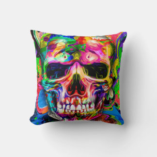 Almofada abstrato cor de fundo com crânio colorido