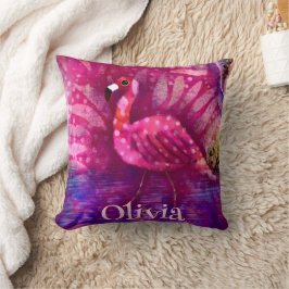 Almofada Abstrato cor-de-rosa-branco Flamingo personalizado