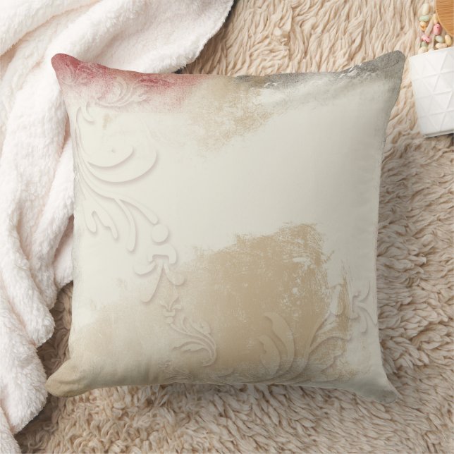 Almofada Abstrato Cream Tan Red Decor (Cobertor)