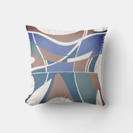 Almofada Abstrato de Arranjo Branco Azul Castanho