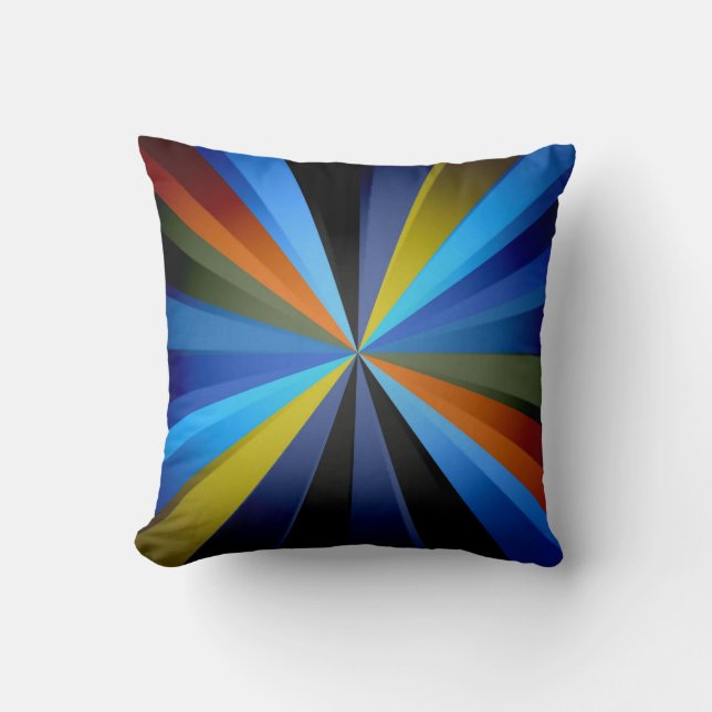 Almofada Abstrato de Arte Colorida com Stripey Sun Burst (Frente)
