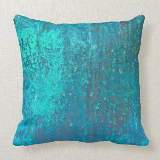 Almofada abstrato de arte moderna do cobre verdigris teal
