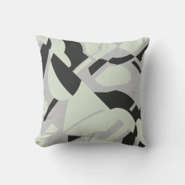 Almofada Abstrato de Arte Negra Cinza Verde Palest