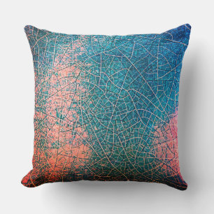 Almofada Abstrato de Azulejo de mosaico azul-rosa