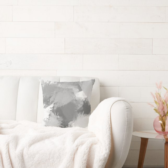 Almofada Abstrato de cinza Moderno de Brushstrokes (Sofá)