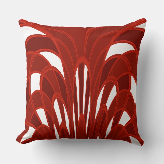 Almofada Abstrato de Cogumelo - Art Deco - Cardeal (Frente)