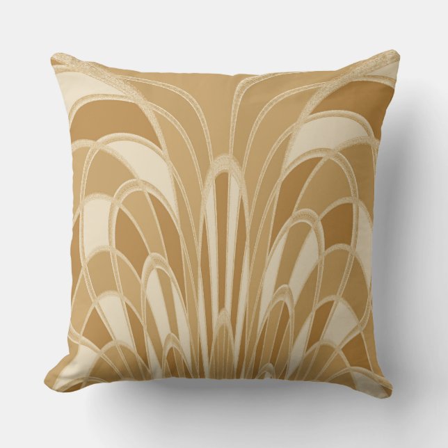 Almofada Abstrato de Cogumelos - Art Deco - Beige (Frente)