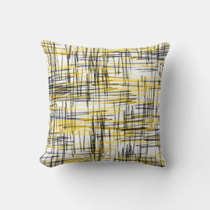 Almofada abstrato de de Carpintaria Preta de Cinza Amarelo
