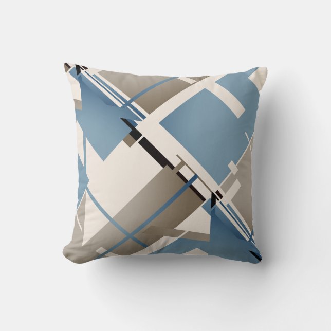 Almofada Abstrato de Diagonal de Bordo Preto Preto com Lata (Frente)