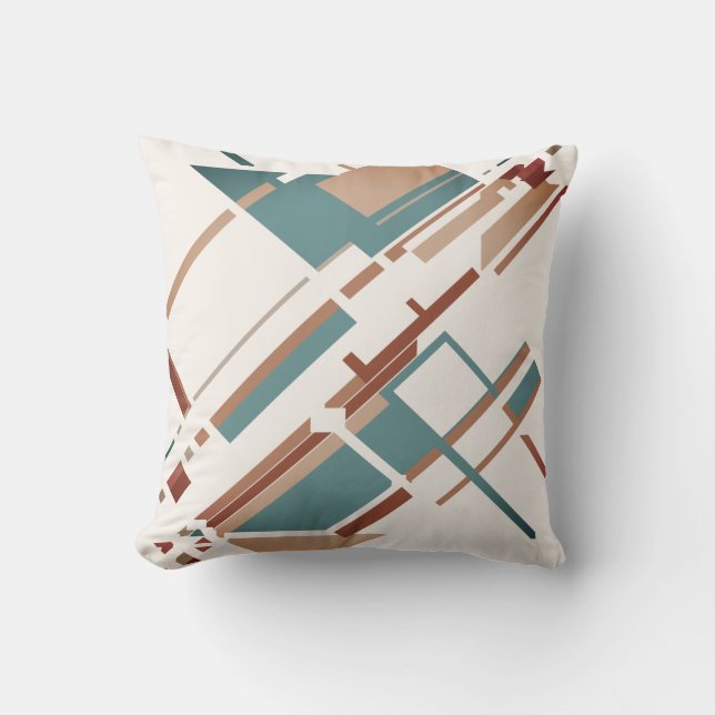 Almofada Abstrato de Diagonal Desbranco-Cinza Verde-Feira V (Frente)