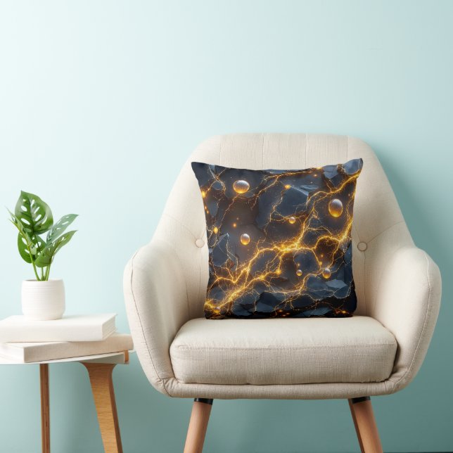 Almofada Abstrato de energia elétrica com raios Ouro (Cadeira)