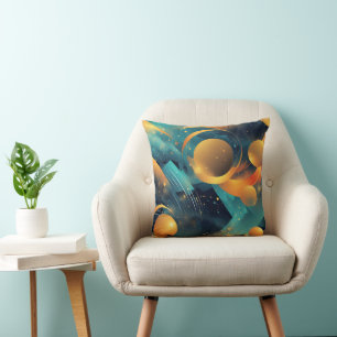 Almofada Abstrato de esfera Dourada e lacrimogênea