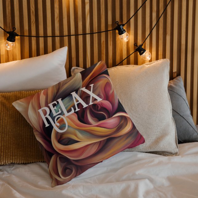 Almofada Abstrato de espirais coloridas, Inspiracional (RELAX - perfect pillow for a cozy bed)