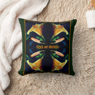 Almofada Abstrato de Flor Lilar Amarelo Personalizado