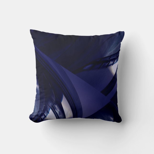 Almofada Abstrato de Futurística Azul da Noite Escura Moder (Frente)