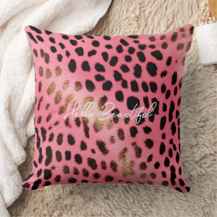 Almofada Abstrato de Impressão de Leopardo Preto Rosa