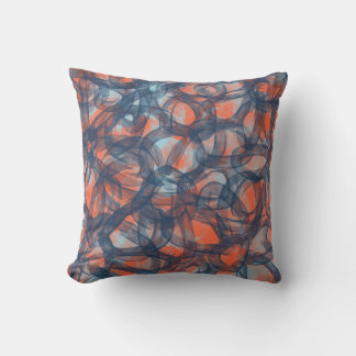 Almofada Abstrato de laranja e azul