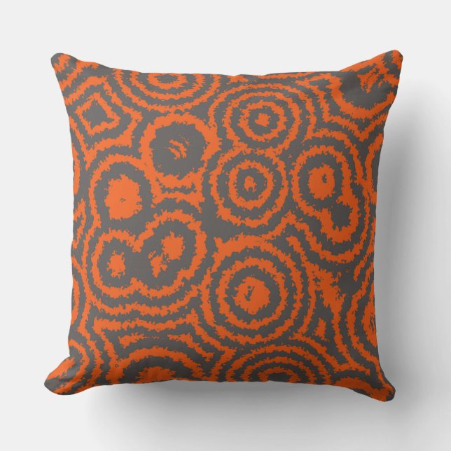 Almofada abstrato de laranja e cinza (Frente)