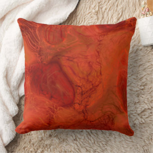 Almofada abstrato de mármore laranja e vermelho