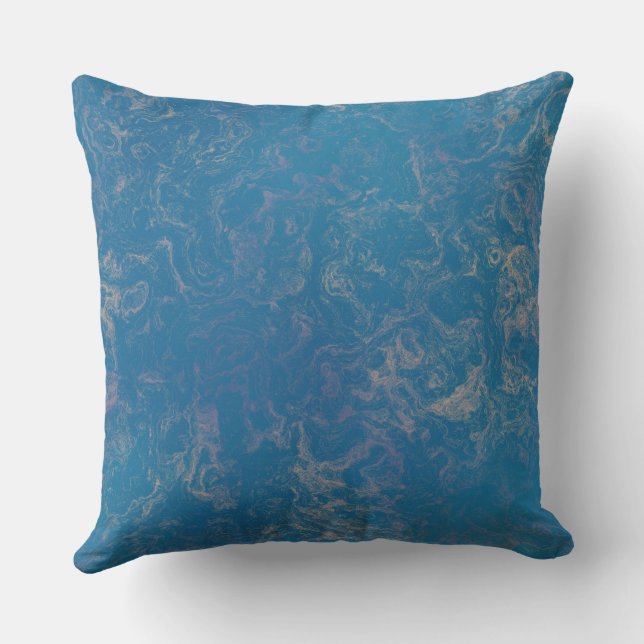 Almofada abstrato de mármore rosa e azul (Verso)