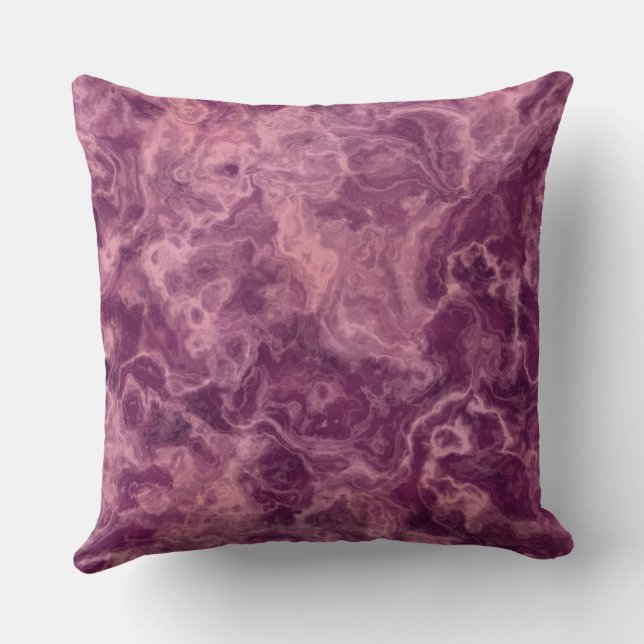 Almofada abstrato de mármore rosa e roxo (Verso)