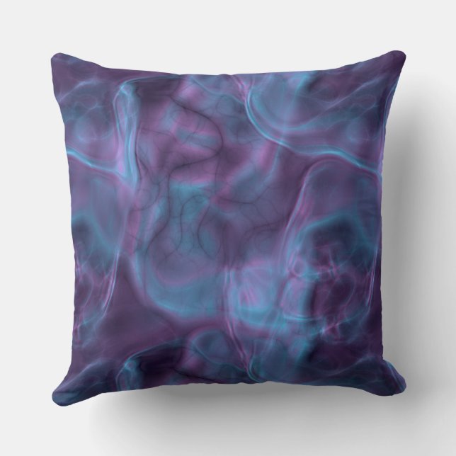 Almofada abstrato de mármore roxo e azul (Verso)