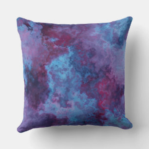 Almofada abstrato de mármore roxo e azul-turquesa