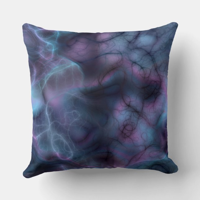 Almofada abstrato de mármore roxo e azul-turquesa (Verso)