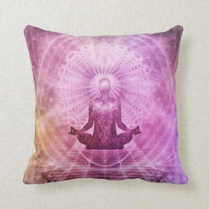 Almofada Abstrato de Meditação Rosa Rosa Violeta Roxo Doura