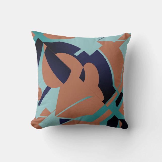 Almofada Abstrato de Nastreamento de Seafoam Azul-Negro (Frente)