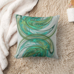 Almofada Abstrato de ondas espirais verdes