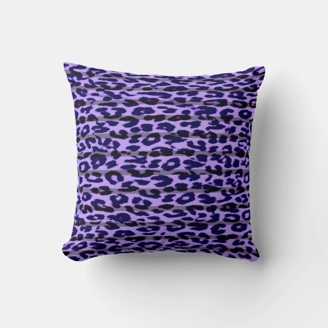 Almofada Abstrato de peles de leopardo de padrão roxo (Frente)