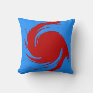 Almofada Abstrato de pintura de rolo vermelho e azul
