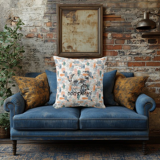 Almofada Abstrato de Retrato para Bulldog em Inglês Persona (Criador carregado)
