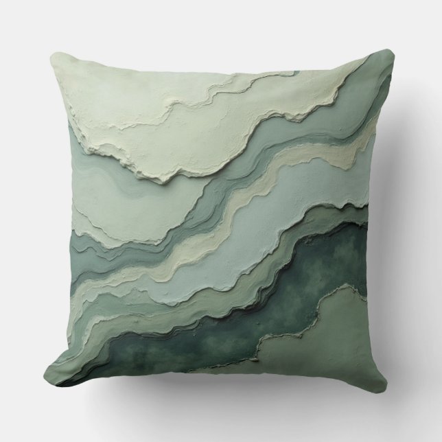 Almofada Abstrato de sábio estratificado - Moderno orgânico (Frente)