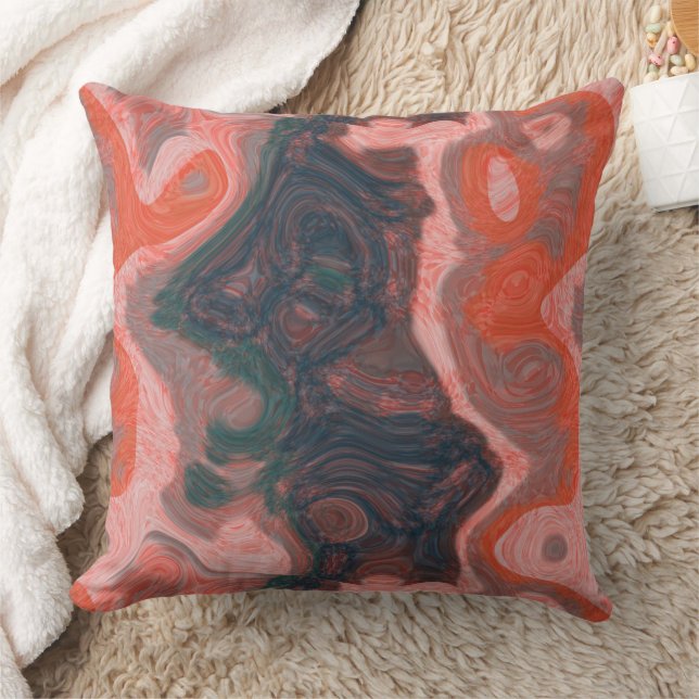 Almofada Abstrato de salmão, verde e azul (Cobertor)