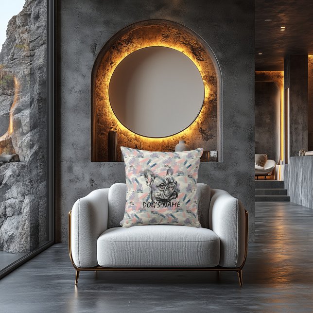 Almofada Abstrato de Travesseiro de Cachorro-Grande Francês (Criador carregado)