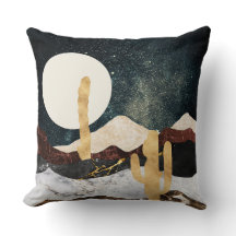 Abstrato Desert Night Sky com Ouro Cactus