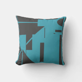 Almofada Abstrato do palito humano, de cor turquesa preta