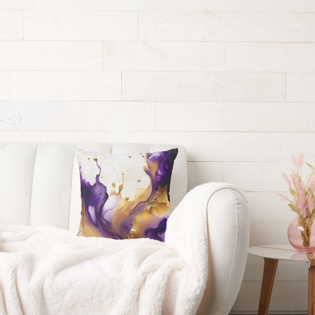 Almofada Abstrato Dourado e Ametist (Sofá)