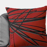 Almofada Abstrato Elegante Vermelho Negro e Cinza<br><div class="desc">O travesseiro decorativo moderno apresenta uma composição linear abstrato artística em vermelho, preto e cinza. Um desenho abstrato artístico com um padrão linear orgânico apresenta linhas orgânicas pretas e cinzas que giram da esquerda para a direita sobre um fundo vermelho. Este travesseiro decorativo é destinado a adicionar um salto de...</div>