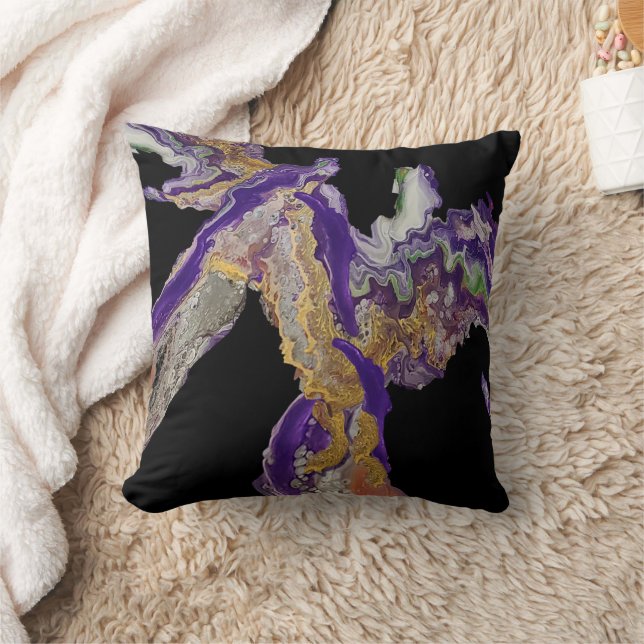 Almofada Abstrato em roxo - Design acrílico fluido em um (Cobertor)