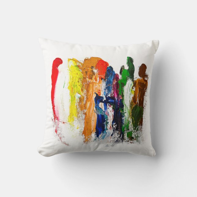 Almofada Abstrato Expressão de figuras humanas em movimento (Frente)