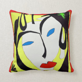 Almofada Abstrato Face em amarelo