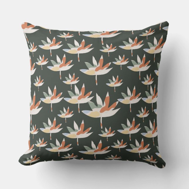 Almofada Abstrato folha escura padrão moderno design (Frente)