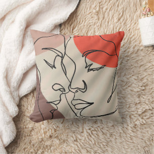 Almofada Abstrato forma uma linha desenhando um Casal minim