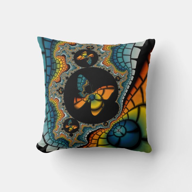 Almofada abstrato Fractal Fractal Butterfly travesseiro Cac (Frente)