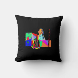 Almofada Abstrato Funky Lady Black Travesseiro decorativo