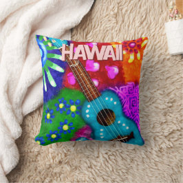 Almofada Abstrato Funky Ukulele Floral Roxo Tropical